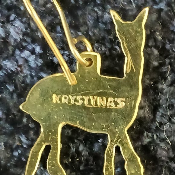 Handcrafted Sterling Silver & Glass Alpaca Brooch and Earrings Set by Krystyna's - Picture 7 of 7